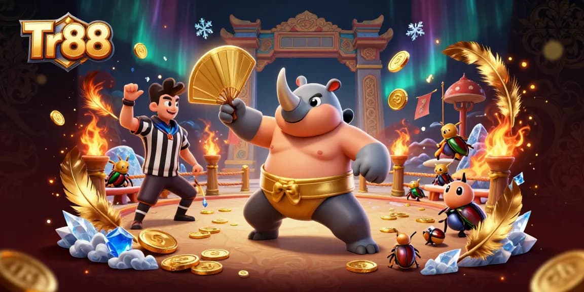 Experience thrilling gameplay at Tr88 with a lively spectacle of animated casino characters showcasing excitement and action.