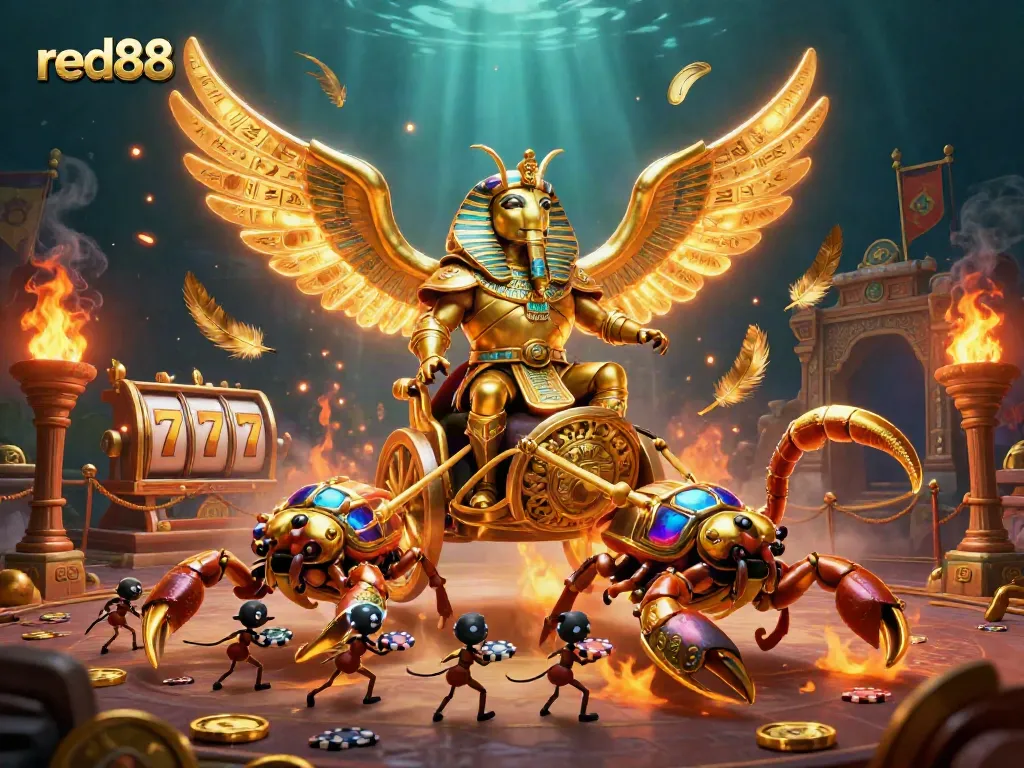 Experience winning action with the red88 online casino, featuring dynamic characters and engaging slot elements.