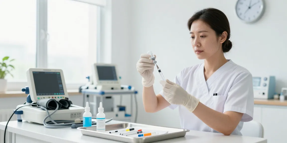 Syringe 3ml being filled in a healthcare setting, showcasing precision and care.